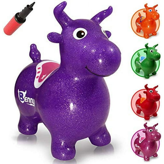 WALIKI Bouncy Horse Hopper | Benny The Jumping Bull Inflatable Hopping Pony for Toddlers | Purple