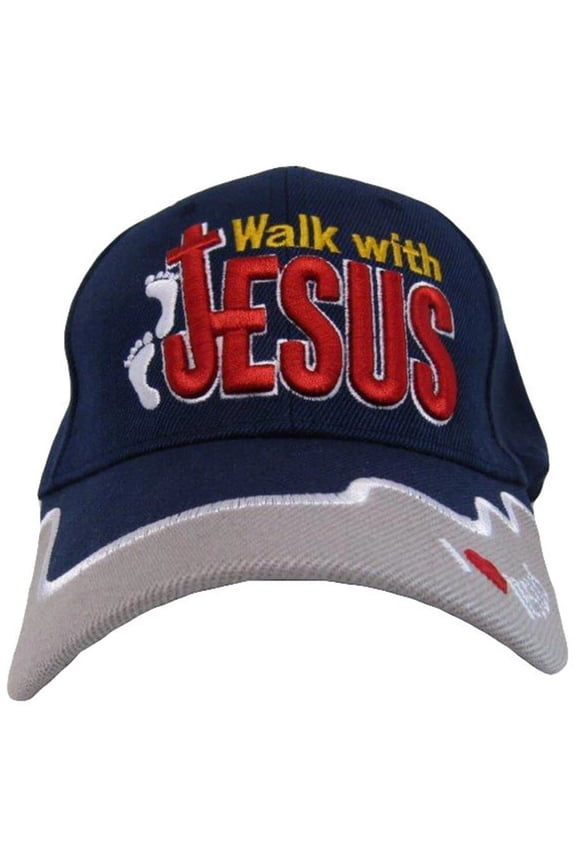 WALK WITH JESUS Blue Christian Baseball Hat Cap