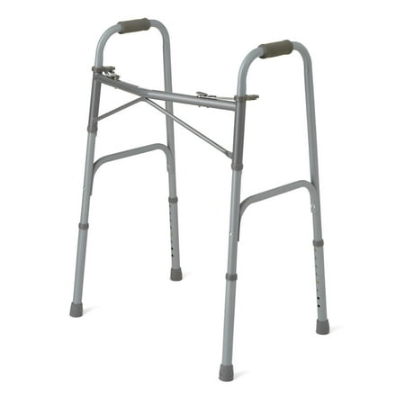Medline Bariatric Two Button Folding Standard Walker, Height Adjustable, Steel Frame Supports up to 650 lbs