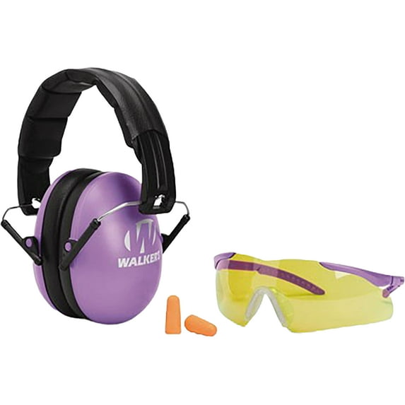 Walker's Youth & Women Earmuffs and Shooting Glasses Kit, Purple, GWP-YWFM2GFP-PU