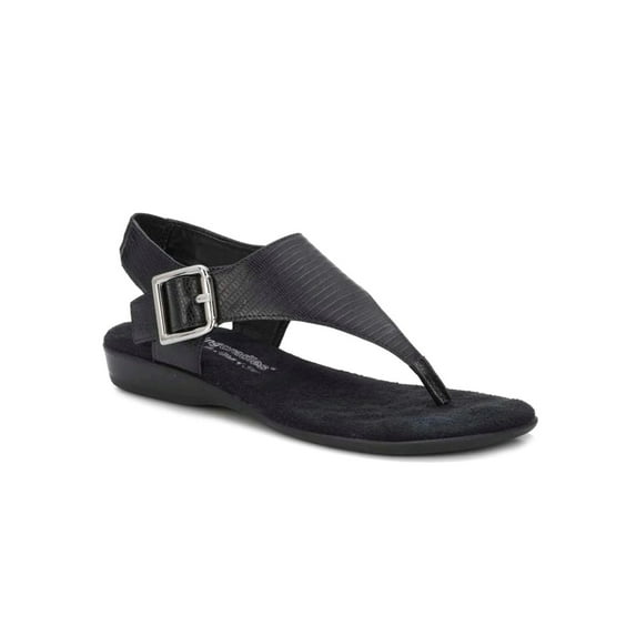 Walking Cradles Wc Noelle Women Thong Sandal In Black Lizard Print Leather