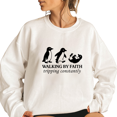 thumbnail image 1 of WALKING BY FAITH Tripping constantly Print Tops for Women & Men Funny Penguin Sweatshirts Sarcastic Meme Shirts Long Sleeve Casual Pullover for Daily Outfits White,S, 1 of 5