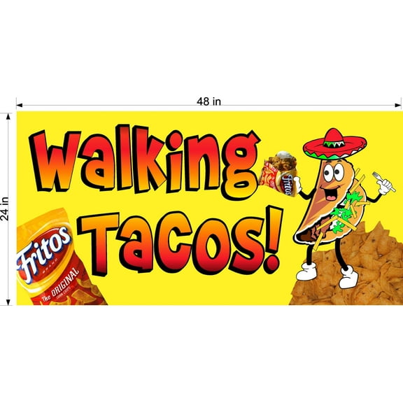 WALKING TACOS TACO IN A BAG VINYL HORIZONTAL BANNERS (CHOOSE A SIZE) FRITOS