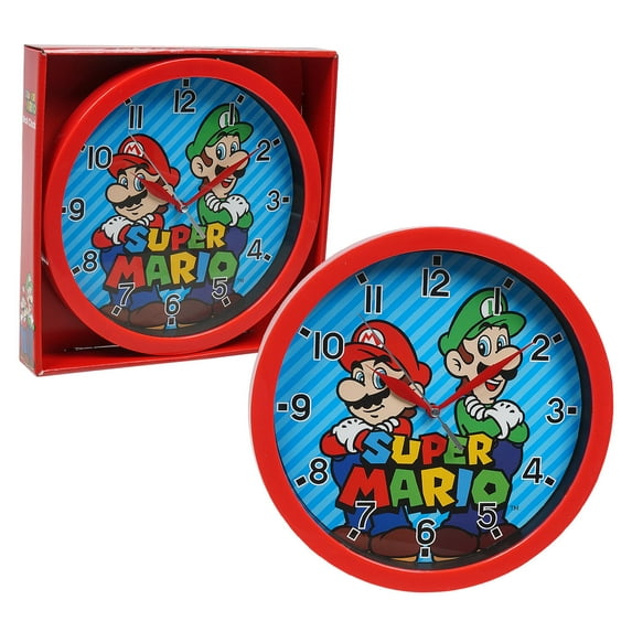 WALL CLOCK,9""RED FRAME MARIO