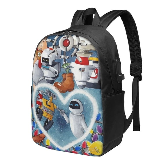 WALL-E Backpack Large Laptop Bookbag with usb Charging Port College Travel Hiking School Computer Daypack Rucksack