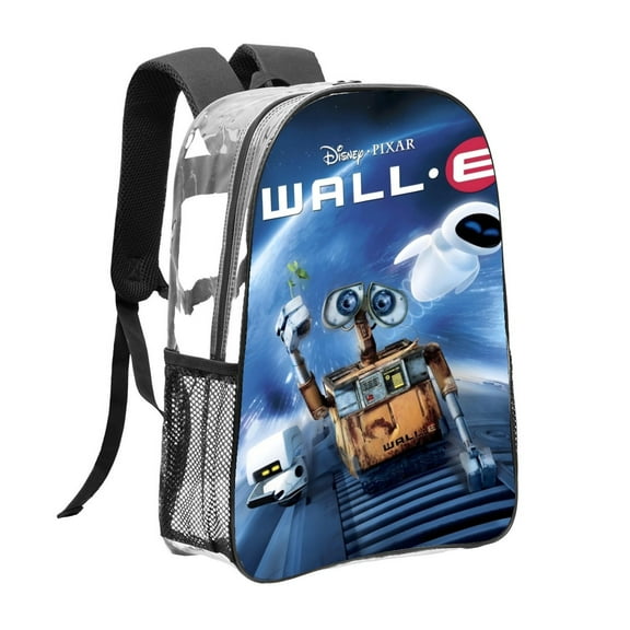 WALL E-theme Clear Backpack Heavy Duty Transparent Bag See Through Bookbag for Work, Sport, College, Travel12.2X16.9"(31X43cm)