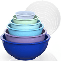 10 PC Covered Stainless Steel and Silicone Mixing Bowl Set with Grating Tools - Blueberry Blue