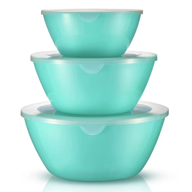 WALL QMER Mixing Bowls Set of 3 with Lids, DishwasherSafe, BPAFREE, Large Storage & Prep