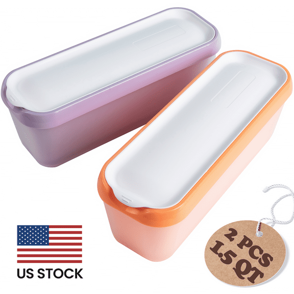 WALL QMER Purple Polypropylene Stackable Ice Cream Food Storage Container (2 Count)
