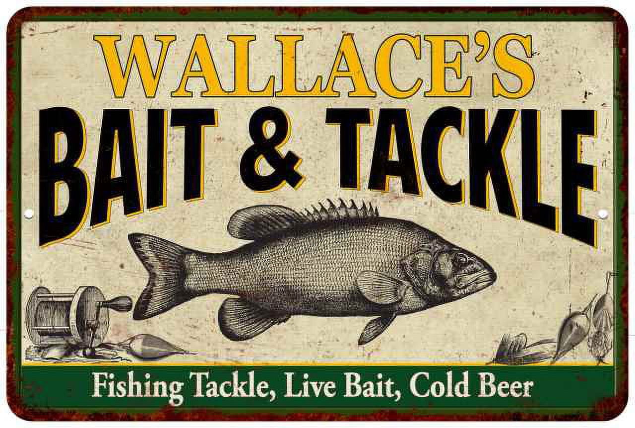 WALLACE'S Bait & Tackle Sign 16 x 24 Matte Finish Metal 116240016267