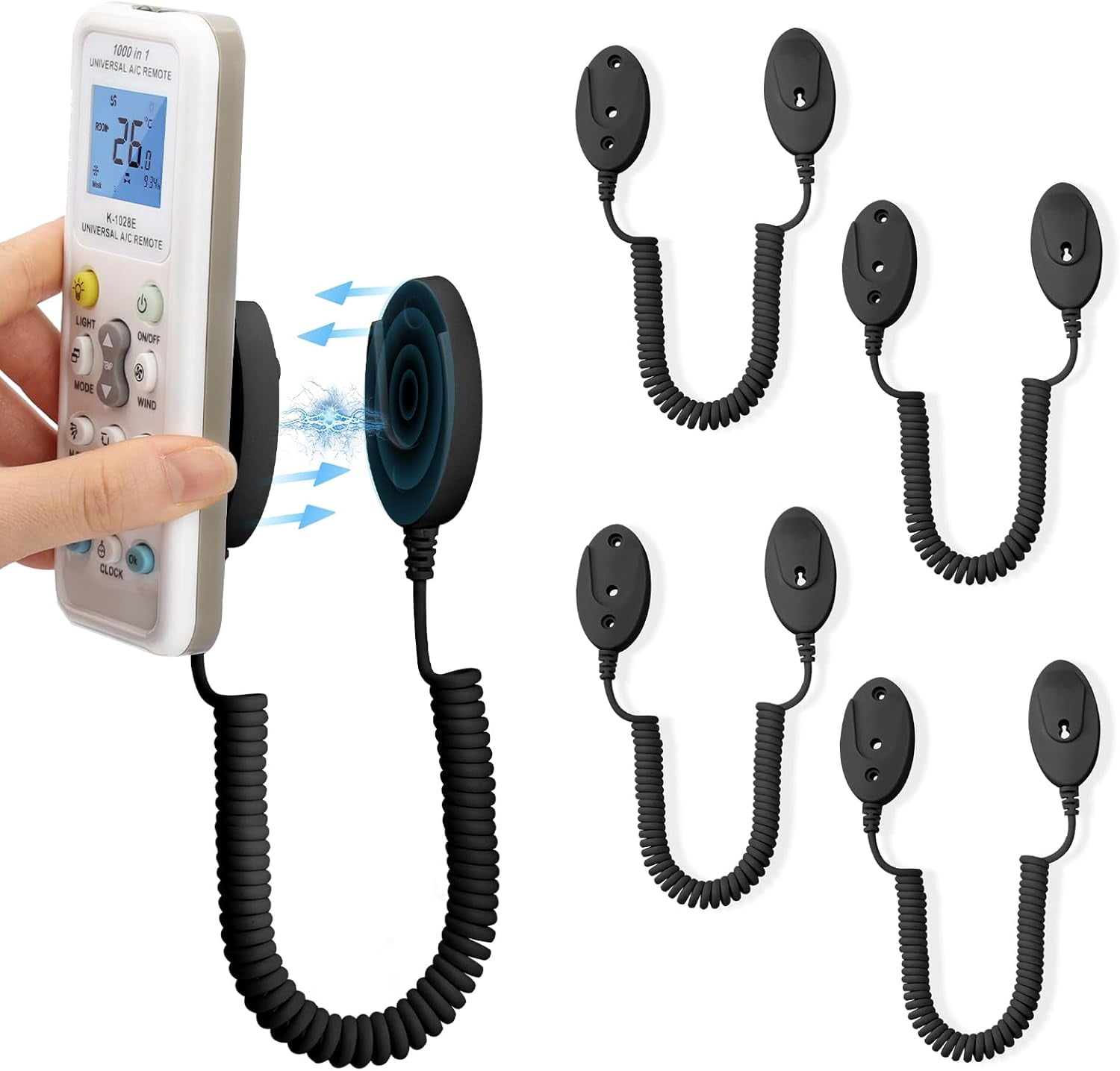 Spring Rope For Remove Control WALLFID 4-Pack Magnetic Remote Control Holders with Spring Ropes ...