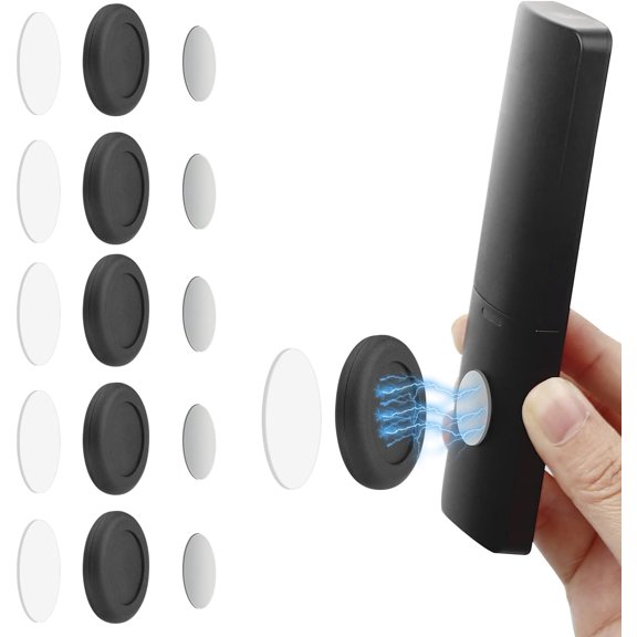 WALLFID 5 Pack N52 High Magnetic Remote Control Holder Wall Mount Holders Hole-Free Phone Charging Organizer Storage Containers For Home Office School Supply Storage.(Black Enhanced version)