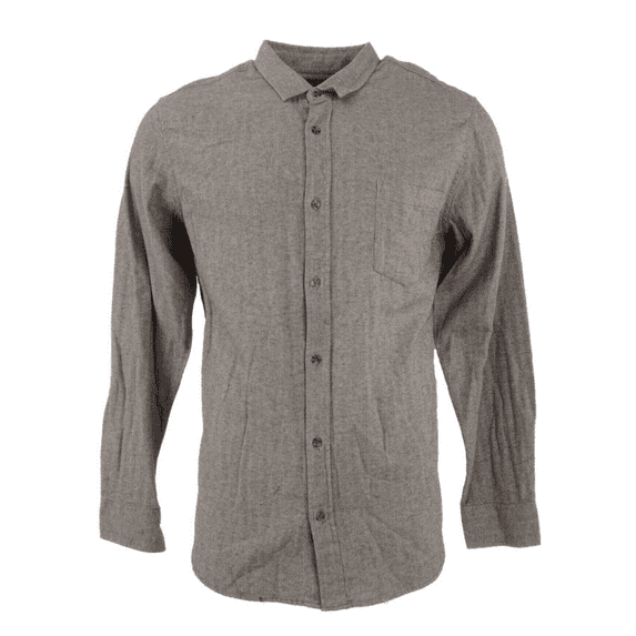 WALLIN and BROS Herringbone Long Sleeve Regular Fit Shirt,Brown,Sz L