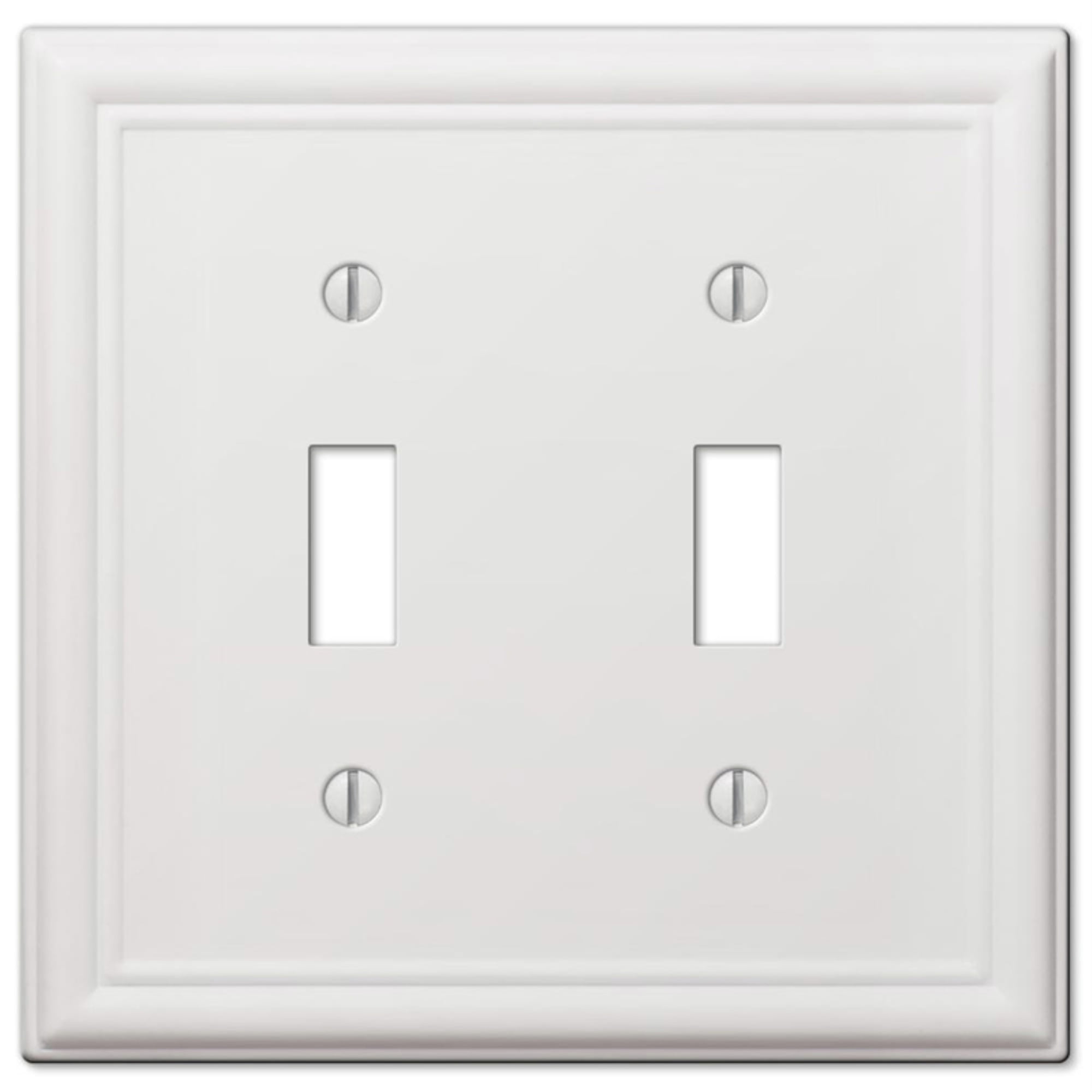 Chelsea White 2-Gang Stamped Steel Toggle Wall Plate