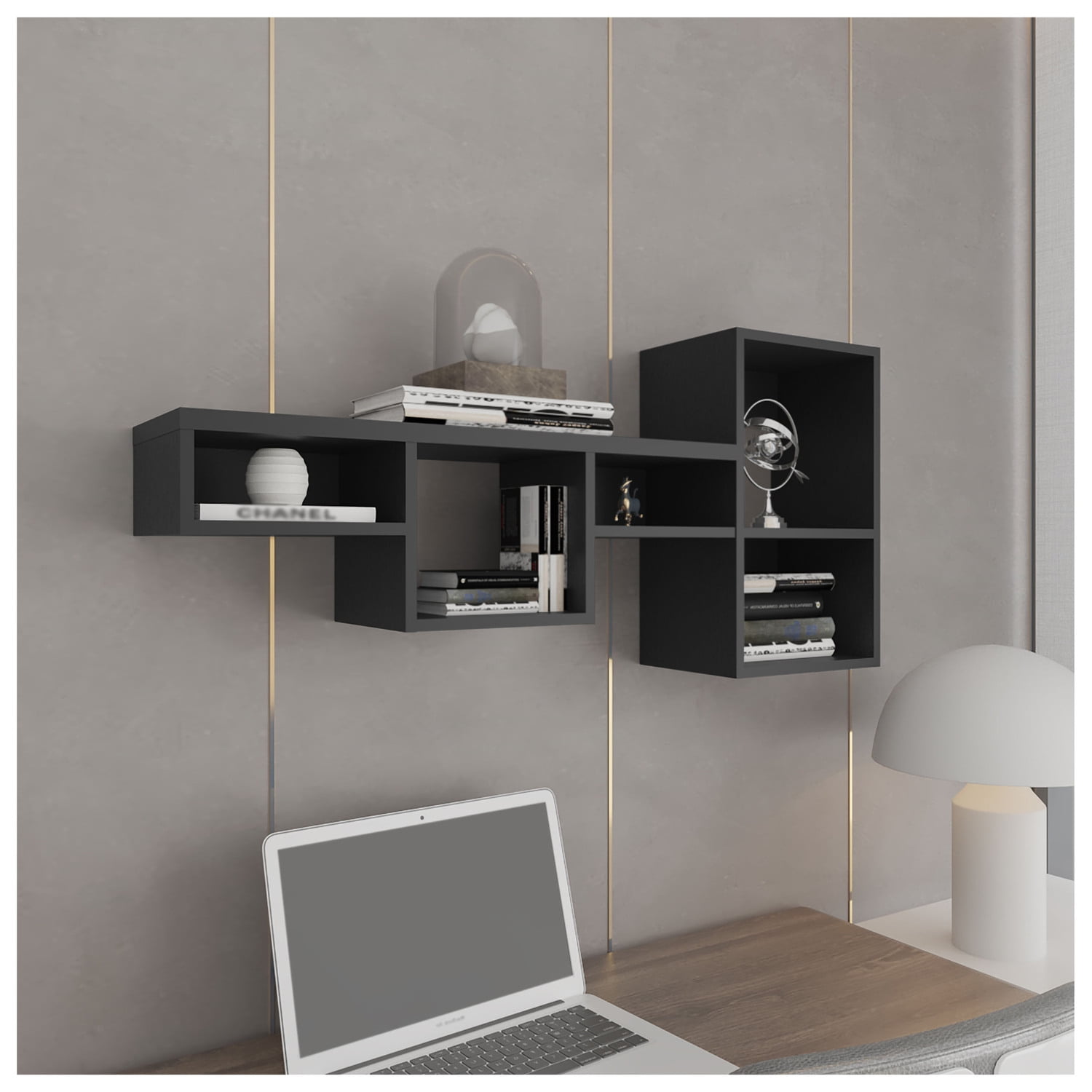 Wallshe 47" Wide 7-Tier Wall Shelf, Cube Shelf Modular Shelf for Living ...