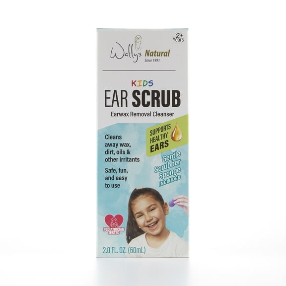 Wally’s Natural Kids Ear Cleansing Scrub with Soft-Tipped Scrubber, 2 fl oz, Pack of 1