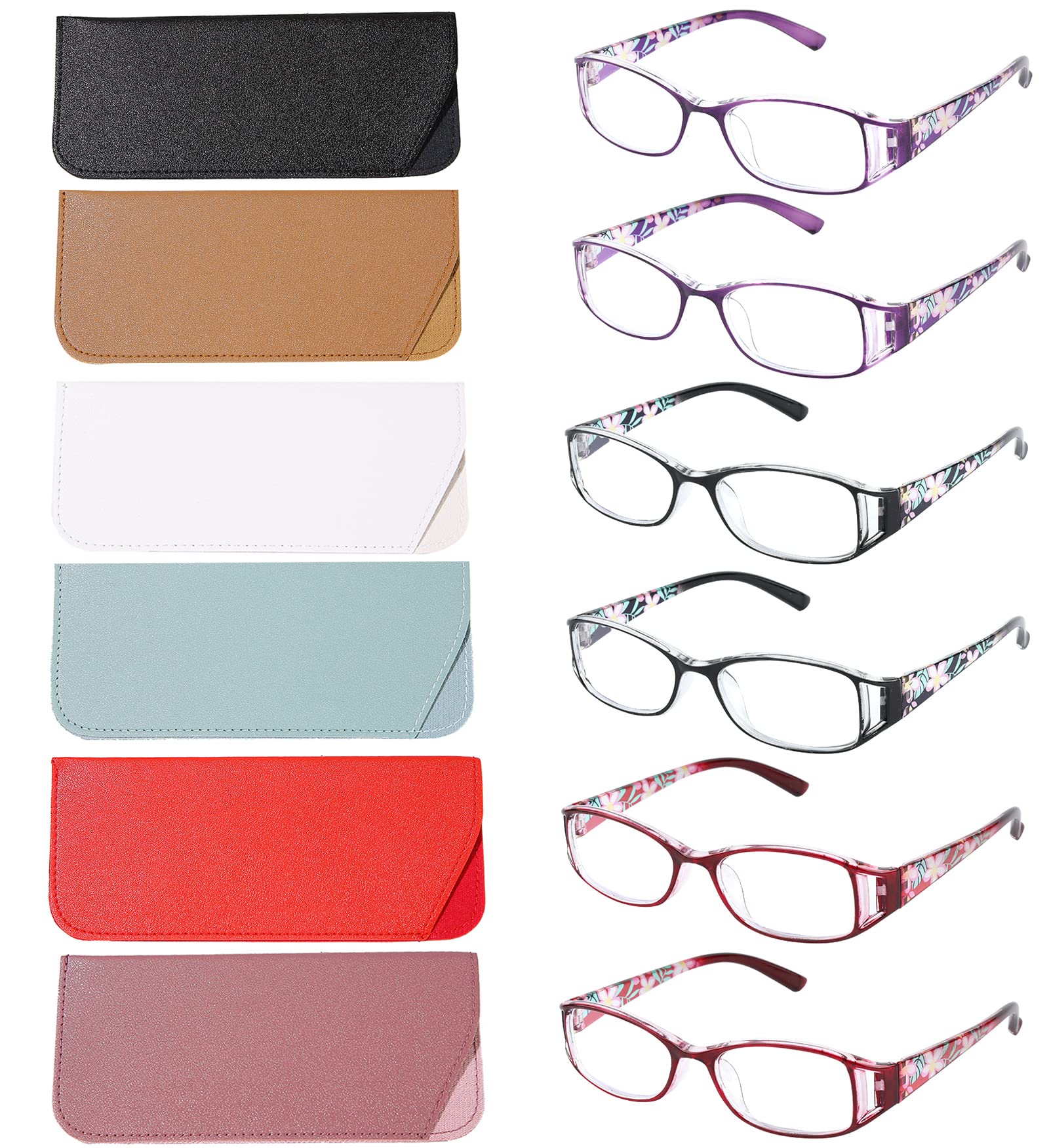 WALMXX 6 pairs Reading Glasses, Women Fashion and elegant anti-blue ...