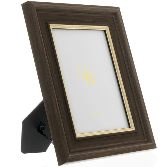 WALNUT w Gold Rope trim 5x7 frame  - 5x7