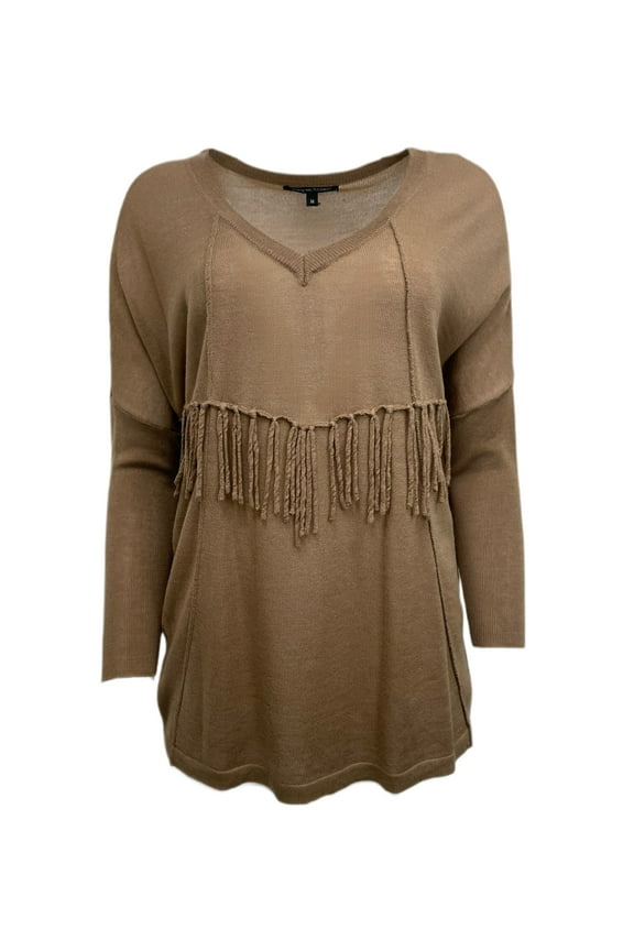 Women's Soft V-Neck Adele Sweater, Brown, Medium