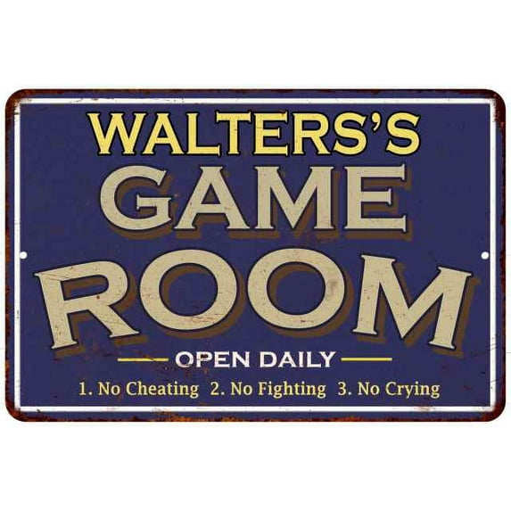 WALTERS'S Blue Game Room Gift Sign Metal Wall Decor 12x18 112180002467