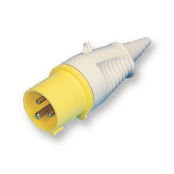 WALTHER - 16A, 110V, Cable Mount CEE Plug, 2P+E, Yellow, IP44