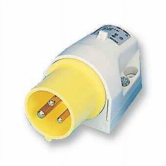 WALTHER - 16A, 110V, Panel Mount CEE Appliance Inlet, 2P+E, Yellow, IP44