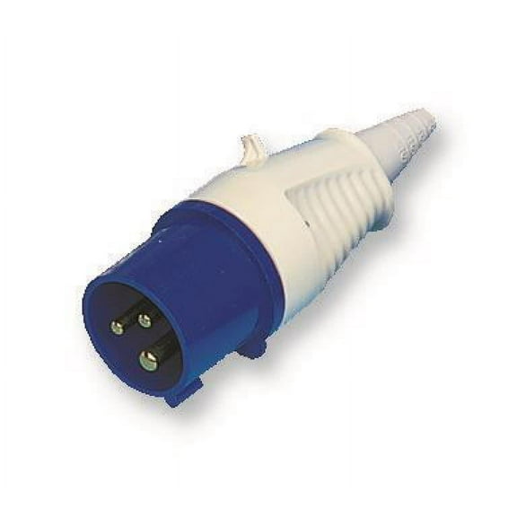 WALTHER - 16A, 230V, Cable Mount CEE Plug, 2P+E, Blue, IP44