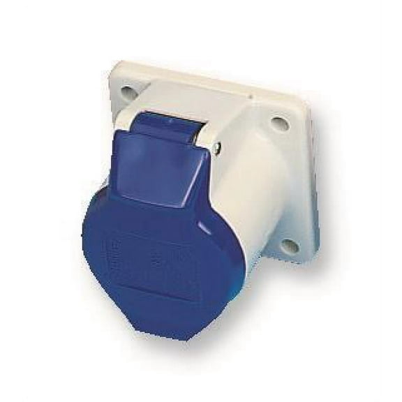 WALTHER - 16A, 230V, Panel Mount CEE Socket, 2P+E, Blue, IP44