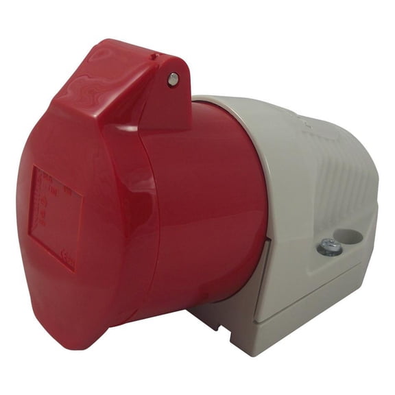WALTHER - 16A, 415V, Surface Mount CEE Socket, 3P+N+E, Red, IP44