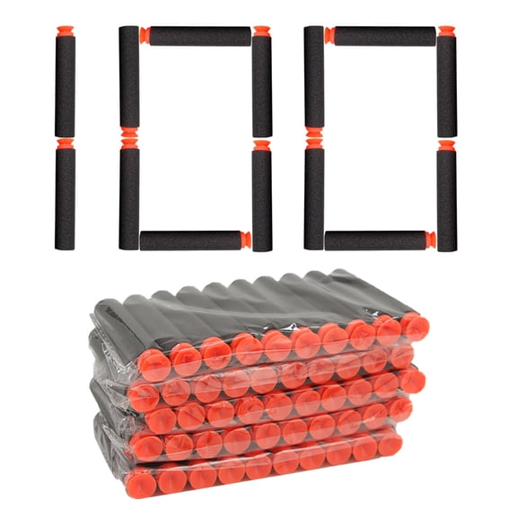 WALWAL 100 PCS Suction Darts Foam Bullet Refill Pack - Compatible with N-Strike, Modulus, AccuStrike Elite Series - Safe Foam Ammunition for Kids, Teens, and Adults(Black)