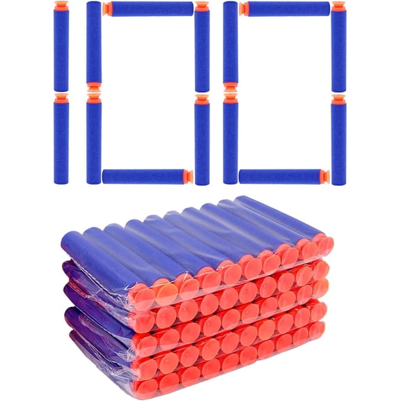 WALWAL 100 PCS Suction Darts Foam Bullet Refill Pack - Compatible with N-Strike, Modulus, AccuStrike Elite Series - Safe Foam Ammunition for Kids, Teens, and Adults(Blue)