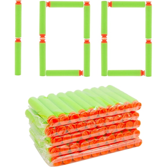 WALWAL 100 PCS Suction Darts Foam Bullet Refill Pack - Compatible with N-Strike, Modulus, AccuStrike Elite Series - Safe Foam Ammunition for Kids, Teens, and Adults(Green)