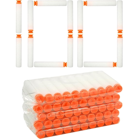 WALWAL 100 PCS Suction Darts Foam Bullet Refill Pack - Compatible with N-Strike, Modulus, AccuStrike Elite Series - Safe Foam Ammunition for Kids, Teens, and Adults(White)