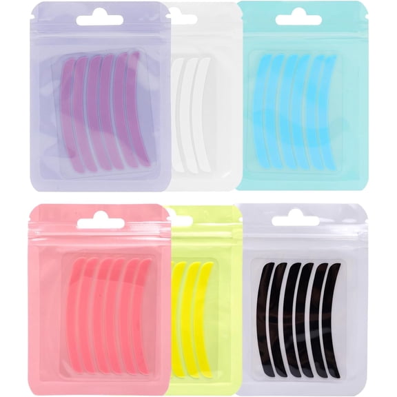 WALWAL 36 Pcs Curved Silicone Lash Lift Ribbon, Reusable Eyelash Curler Pad Strip Eyelash Curling Aid(6 Colors)