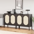 thumbnail image 1 of WALYWIK Buffet Cabinet, Rattan Storage Cabinet with Doors and Shelves, Accent Cabinet Sideboard, Wood Console Cabinet with Storage Entryway Cabinet for Living Room, Dining Room, Black, 1 of 7