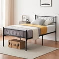 thumbnail image 1 of WALYWIK Twin Bed Frame with Headborad & Footboard, Twin Size Sturdy Metal Platform Bed Frame with Iron-Art Sweet Heart, No Box Spring Needed, Under Bed Storage (Black, Twin), 1 of 8
