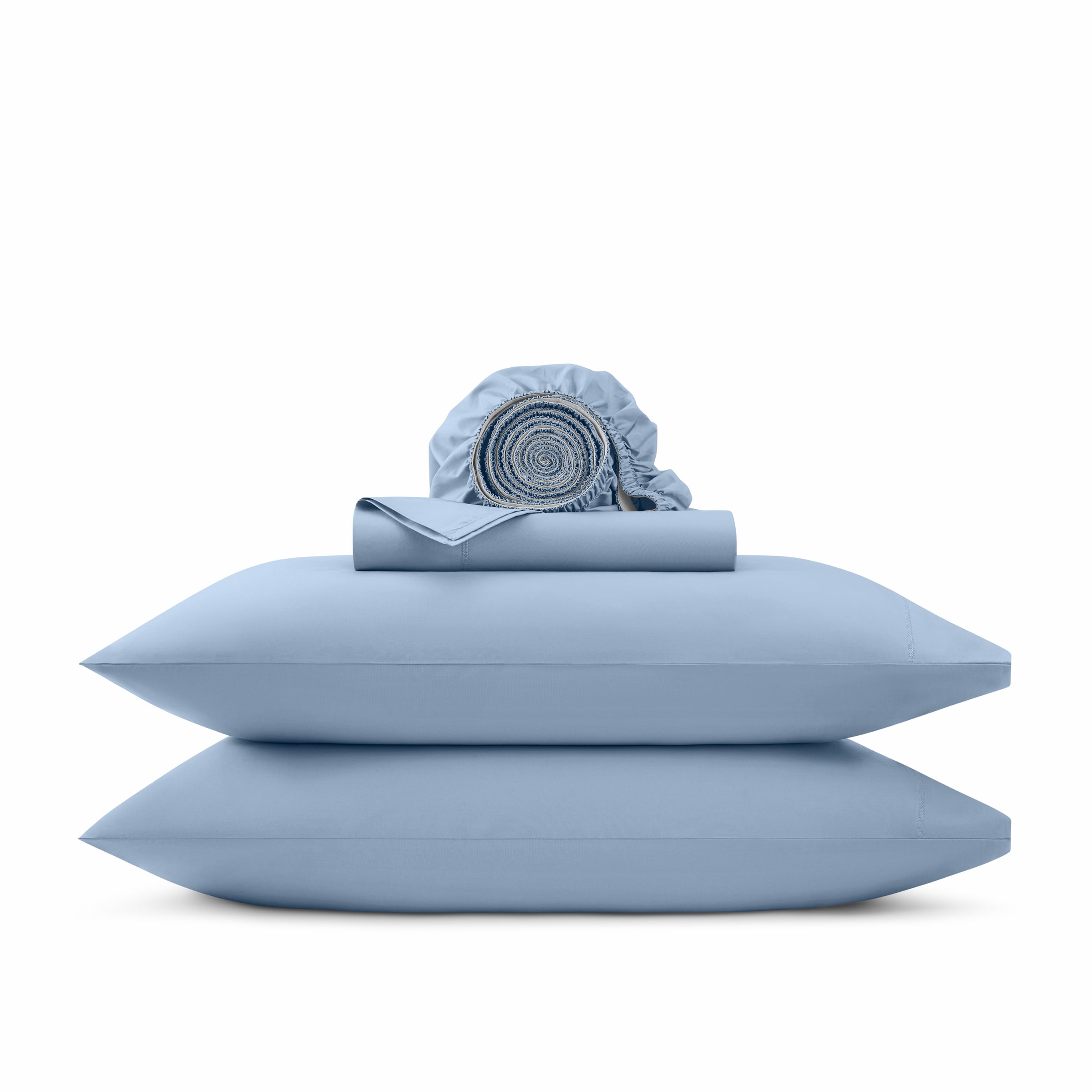 Wamsutta 1846 4-Piece 400 Thread Count Faded Denim Egyptian Giza Cotton Percale Bed Sheets, King-Deep Pocket