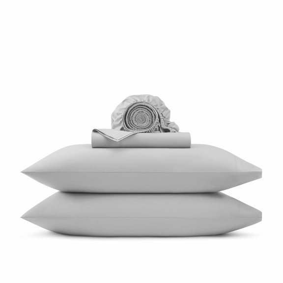 Wamsutta 1846 4-Piece 400 Thread Count Glacier Gray Egyptian Giza Cotton Percale Bed Sheets, Queen-Deep Pocket