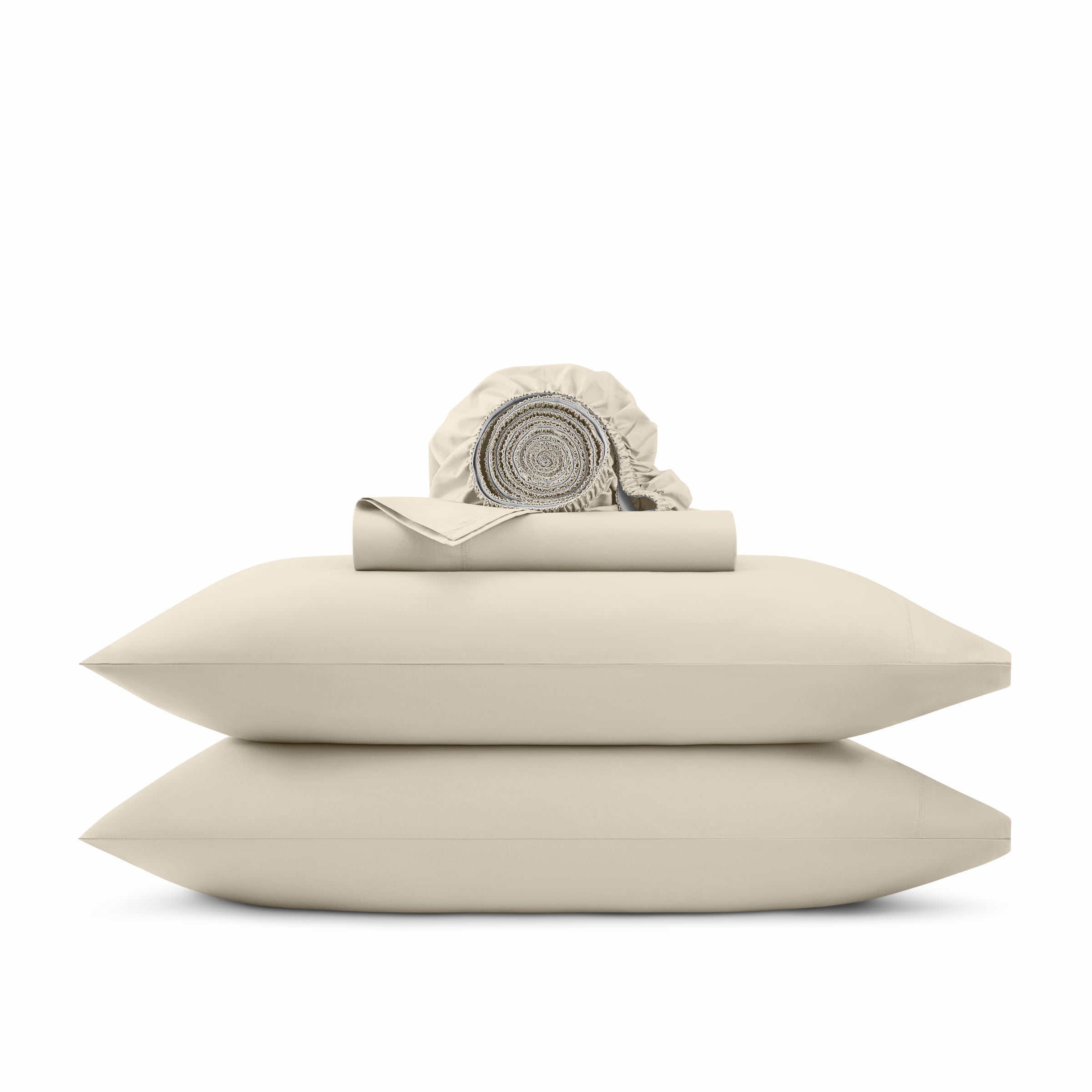 Wamsutta 1846 4-Piece 400 Thread Count Oatmeal Egyptian Giza Cotton Percale Bed Sheets, Queen-Deep Pocket