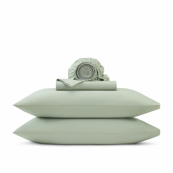 Wamsutta 1846 4-Piece 400 Thread Count Desert Sage Egyptian Giza Cotton Percale Bed Sheets, Queen-Deep Pocket