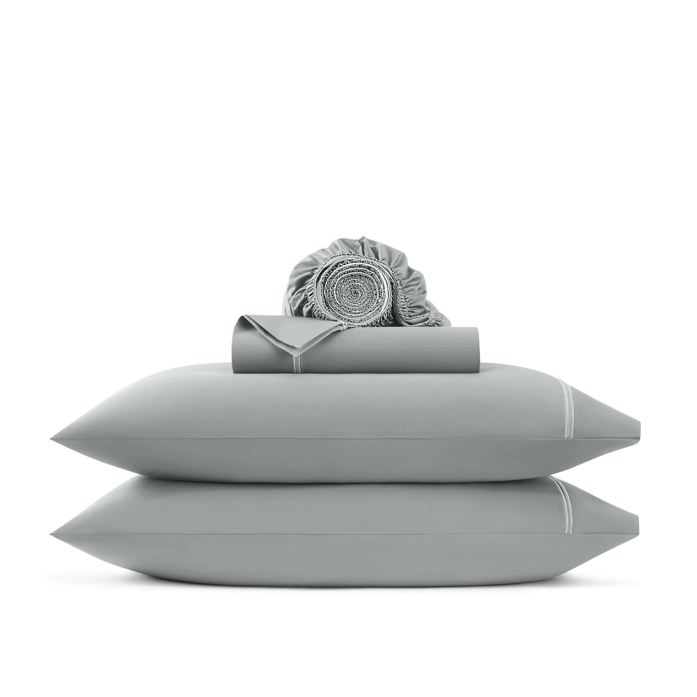 Wamsutta 1846 4-Piece 650 Thread Count Gray Flannel Egyptian Giza Cotton Sateen Bed Sheets, Queen-Deep Pocket