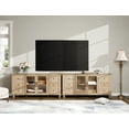 thumbnail image 1 of WAMPAT 116'' Farmhouse TV Stand for TVs Up to 110 inch,Glass and Wood Universal TV Stand with Storage Cabinets,White Entertainment Center for 32-110 inch TV Console Table,Oak, 1 of 8