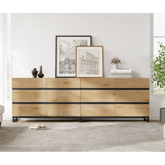 WAMPAT 12-Drawer Wooden Dresser with Metal Base, Modern Closet Organizer & Chest of Drawers for Bedroom, Living Room