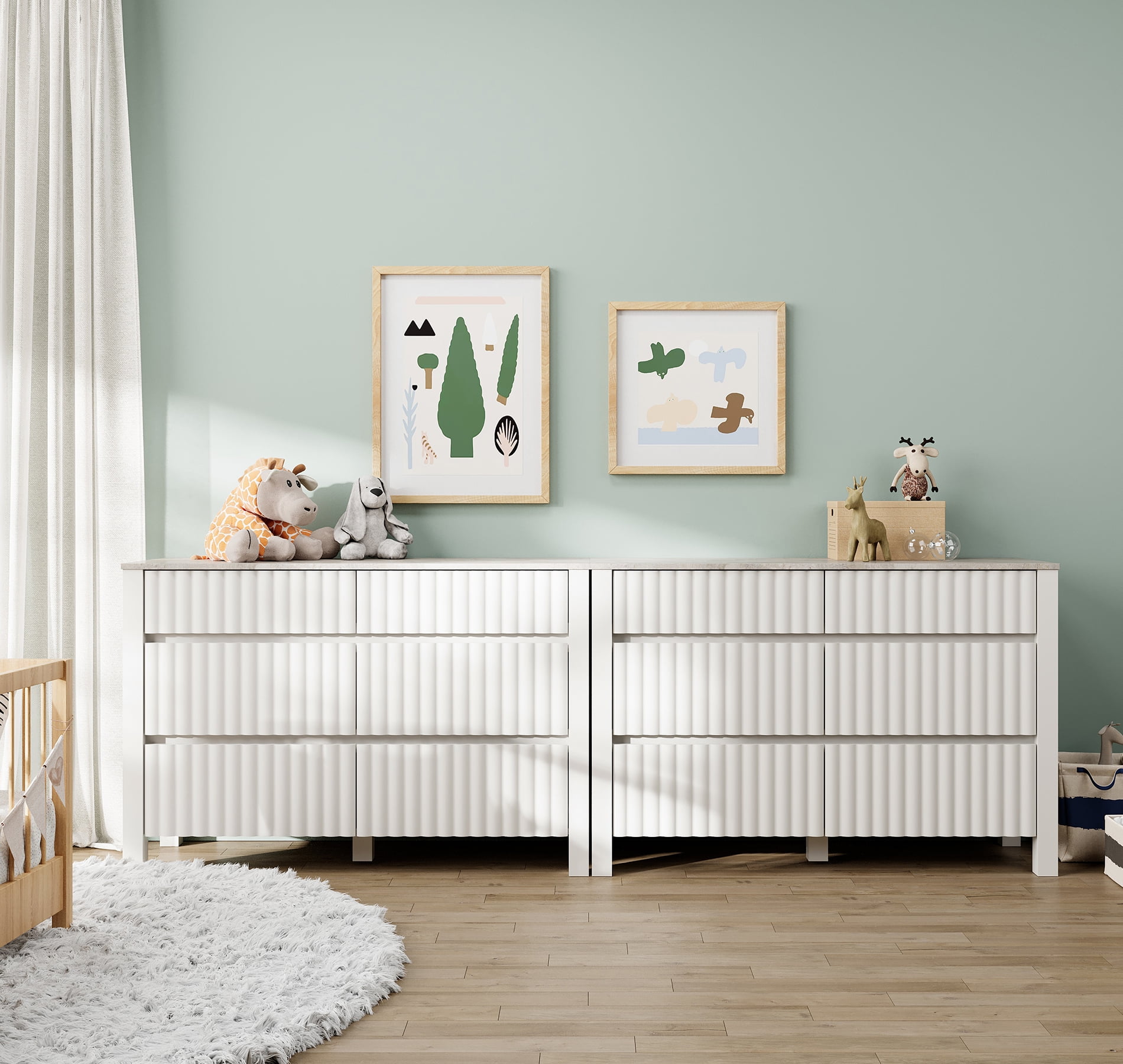 WAMPAT 12 Drawers Nursery Dresser Chest for Bedroom, Modern Baby Dresser Changing Table with Wood Closet Storage Organizer Cabinet with Wide Drawers for Kid's Room Living Room, Nursery,Entryway,White