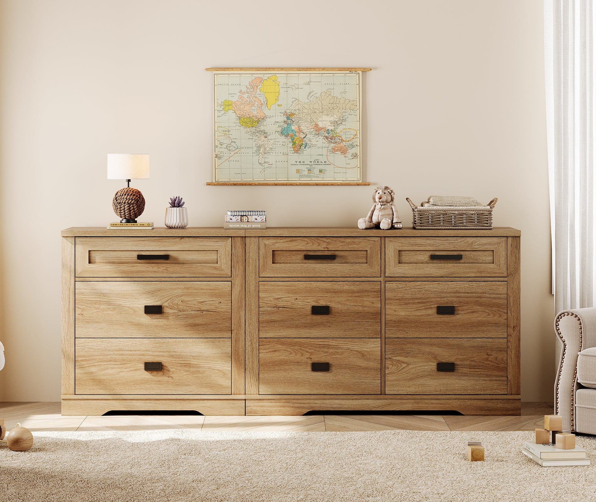 9 drawer modern dresser 1400mm Mid Century Modern Walnut Wooden Dresser with 9 DrawersHomary