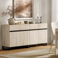 thumbnail image 1 of WAMPAT 2 in 1 Multifunctional Sideboard Buffet Cabinets, Modern Sideboard with Adjustable Shelf and Metal Base, Coffee Bar Cabinet Storage Cabinet for Living Room, Kitchen, Light Oak, 1 of 6
