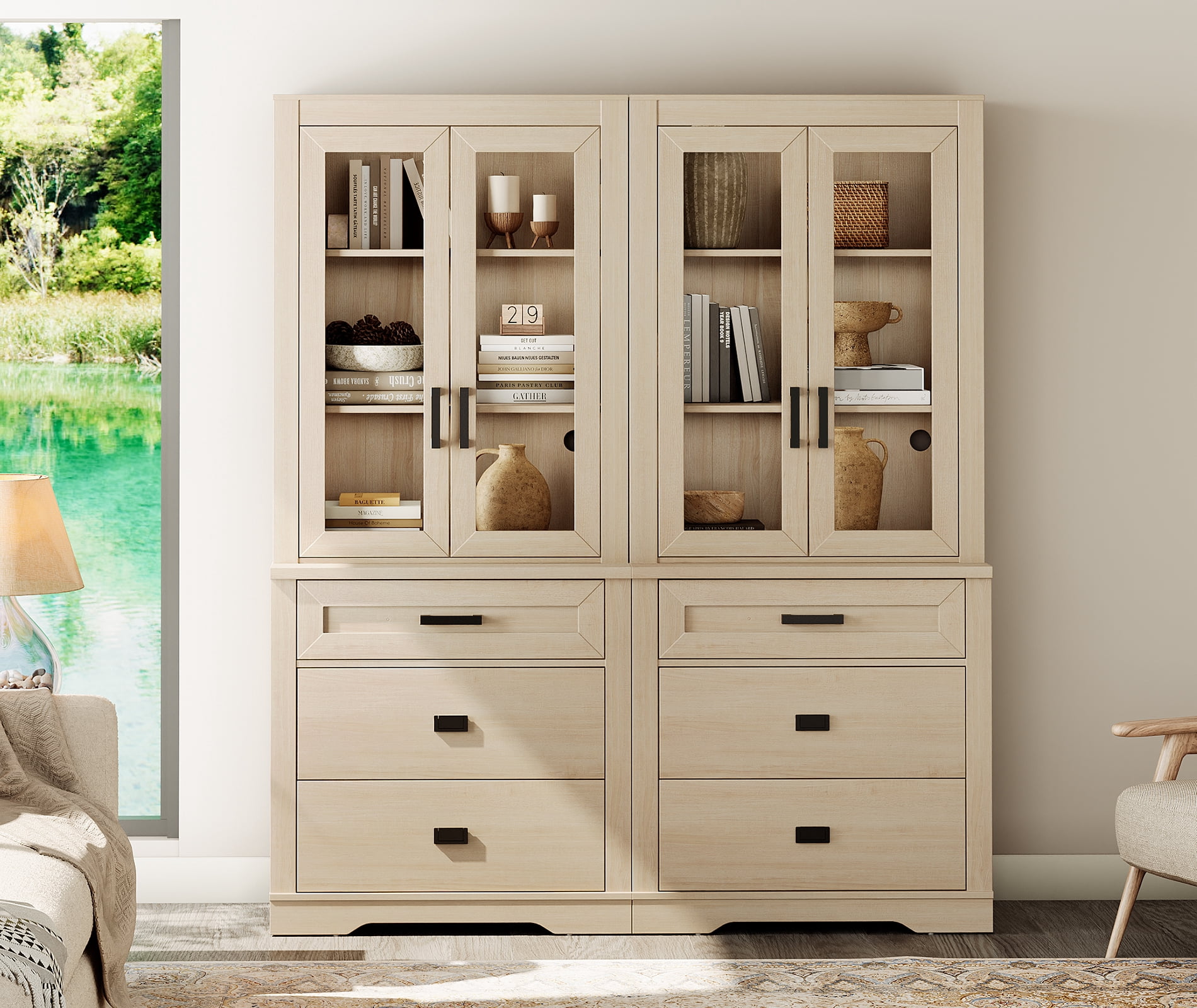 WAMPAT 2 Column 3 Tier Bookcase with Drawer,73.3