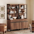 thumbnail image 1 of WAMPAT 2-Piece Modern 72" Tall Library Bookcases with Metal Base & Adjustable Shelves, Wood Bookshelves with Storage Cabinet & Open Shelves for Home Office & Living Room, Brown, 1 of 8
