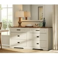 thumbnail image 1 of WAMPAT 2-in-1 Farmhouse 6 Drawers Dresser for Bedroom, 63" W Storage Dresser Chest of Drawers,Modern Farmhouse Closet Storage Organizer for Living Room,Hallway,Antique White, 1 of 4