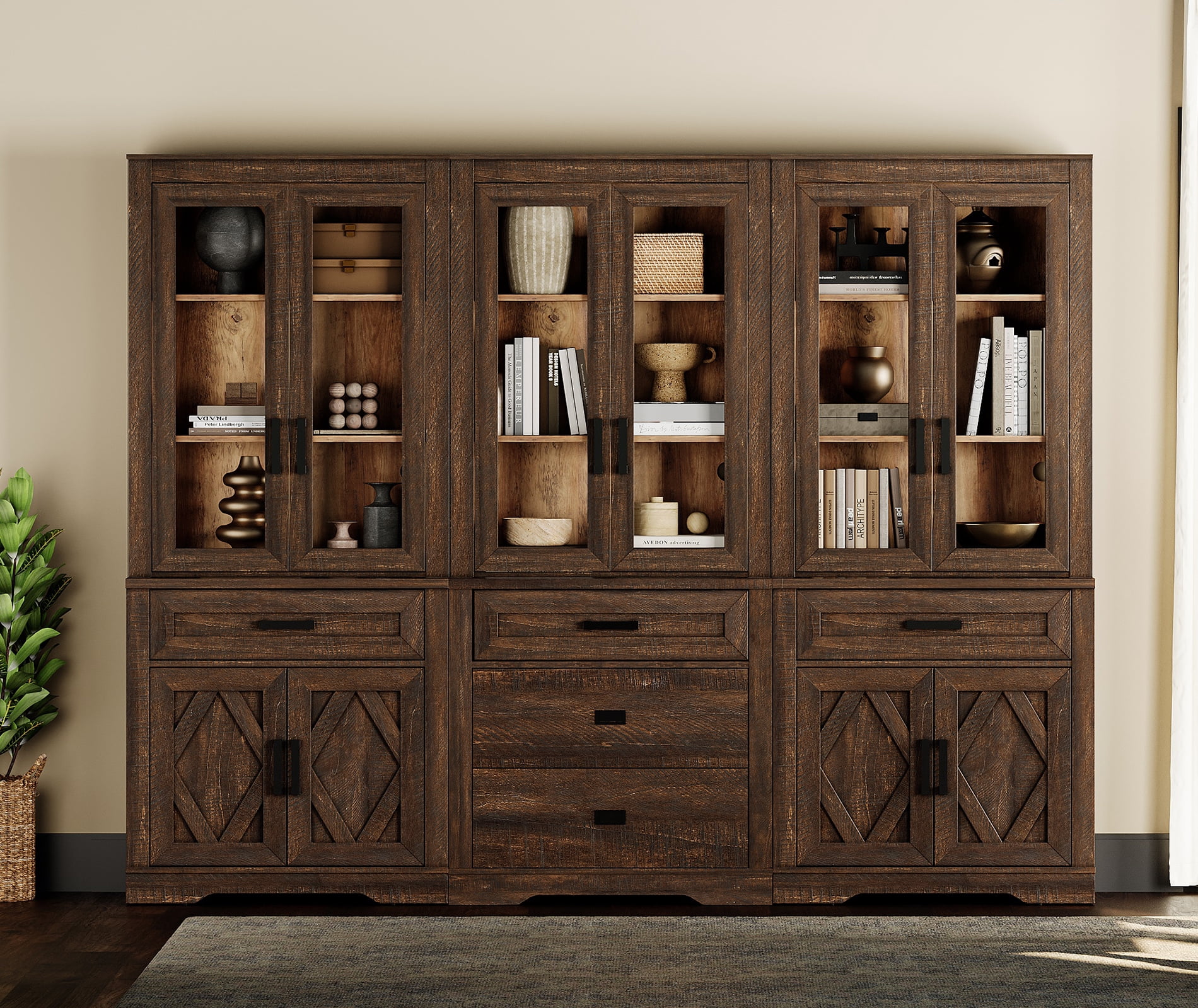 WAMPAT 3 Column Bookcase with Drawer,73.3